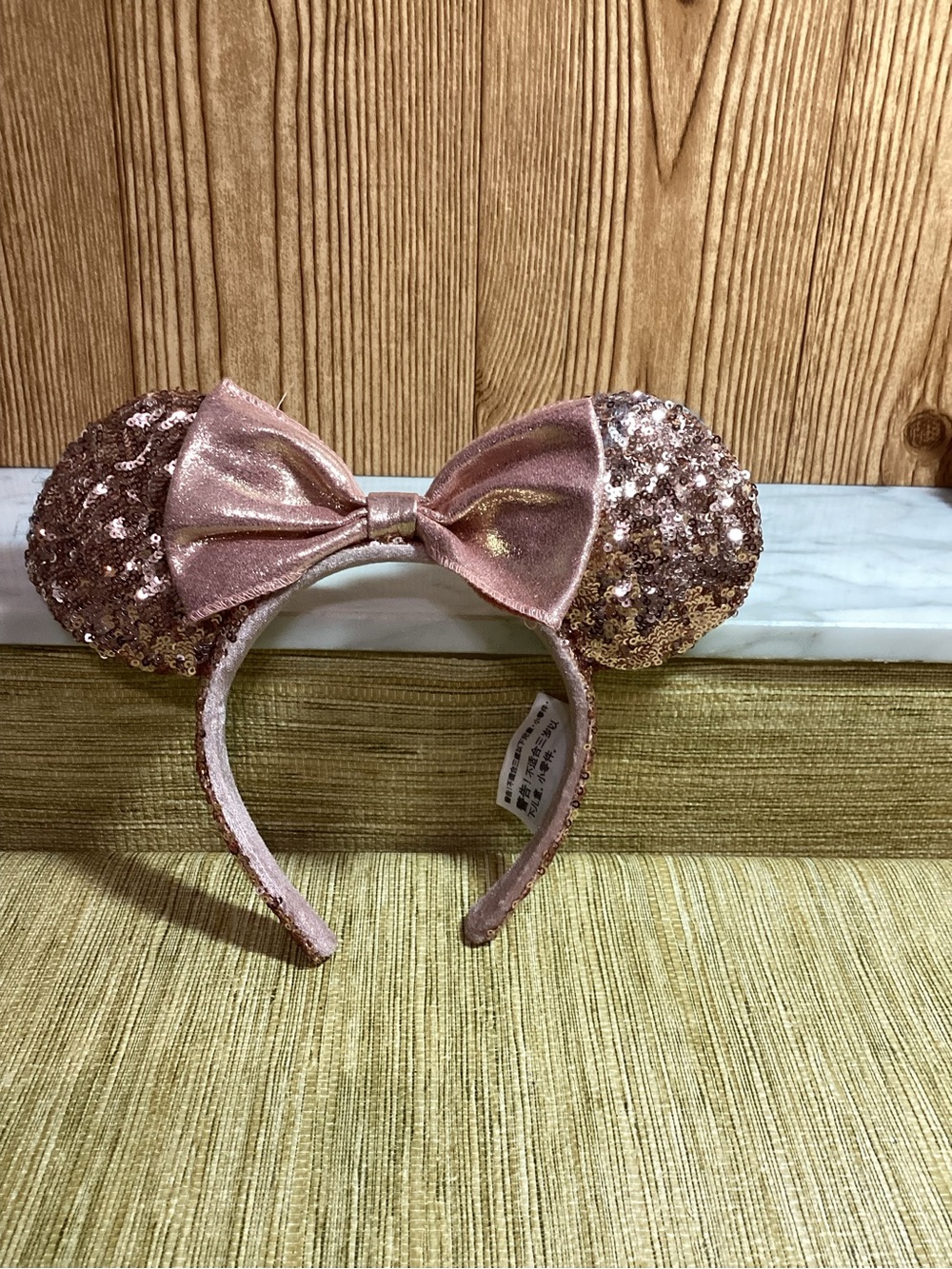 Disney Parks Kids Sparkle Minnie Mouse Ear Headband with Bow - Pink